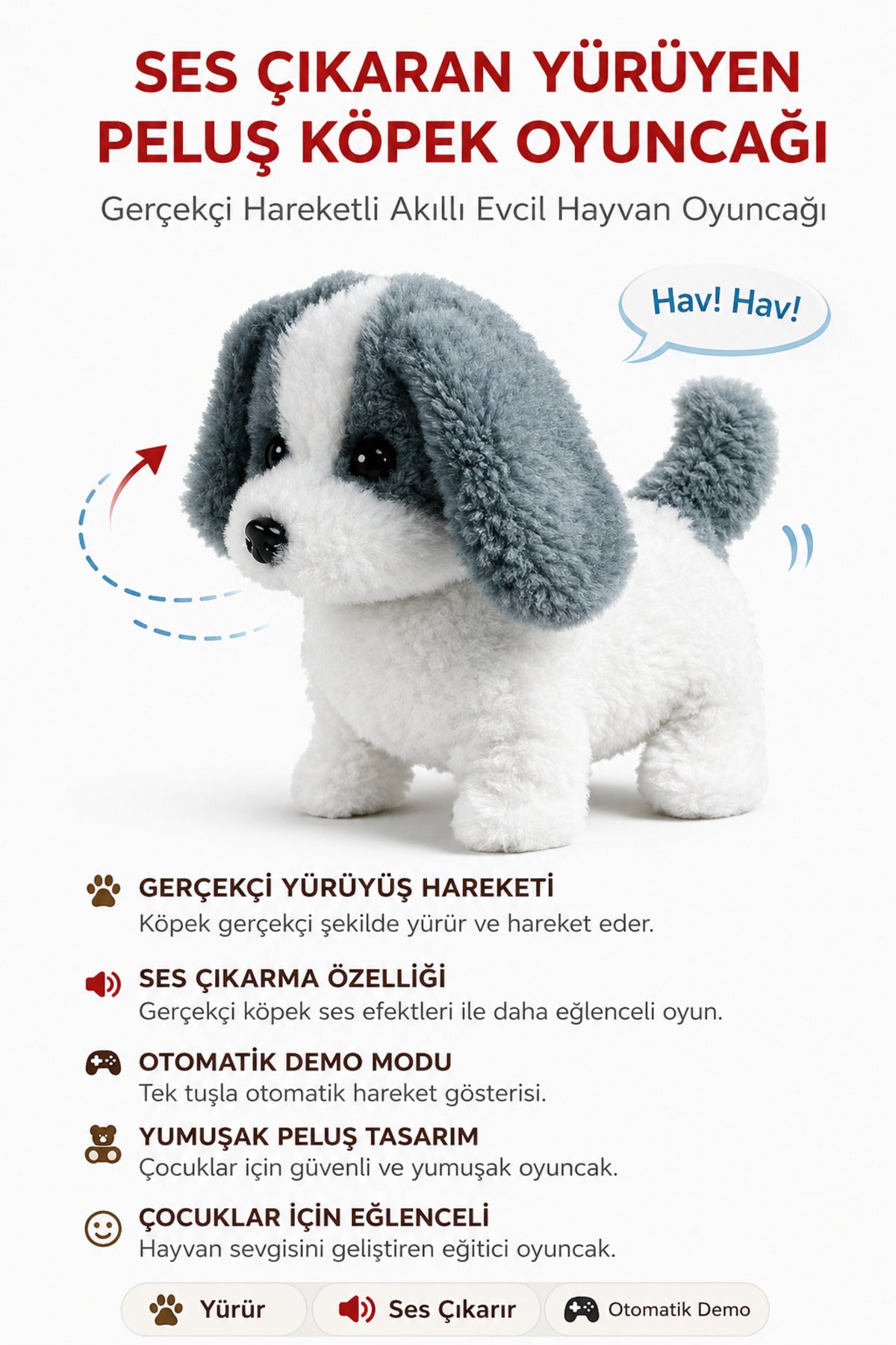 Sesli Hareketli Yürüyen Peluş Köpek